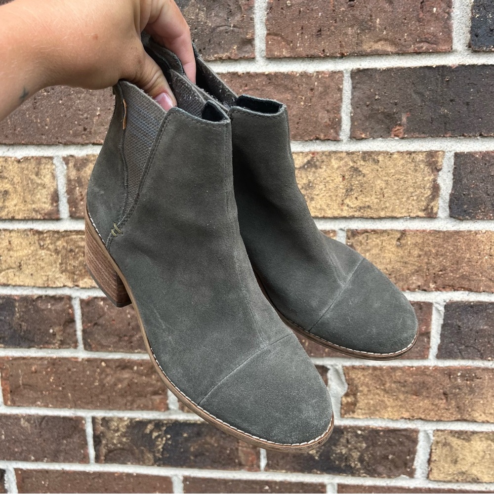 Toms Olive Suede Ankle Booties